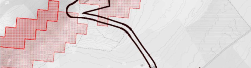 Det ligg eit stripe med utløysingsområde for snøskred mellom