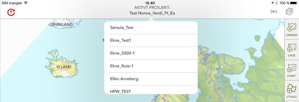 6.2 Velge prosjekt og komme i gang Du vil finne dine prosjekter i lista over aktive prosjekt når kartpakken er ferdig generert.