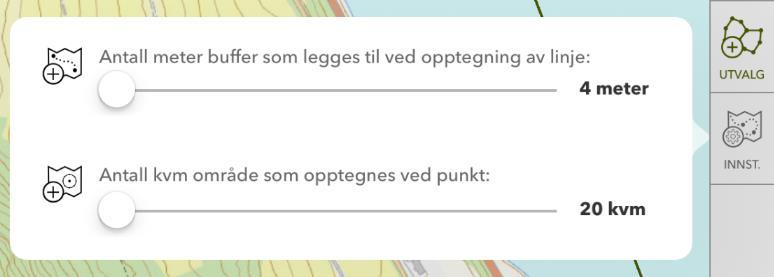 De små arealene er nå inkludert i området. 6.4 Redigering i appen i felt Funksjonene i appen kan brukes både inne og i felt, men noen av funksjonene er mest aktuelle i felt.