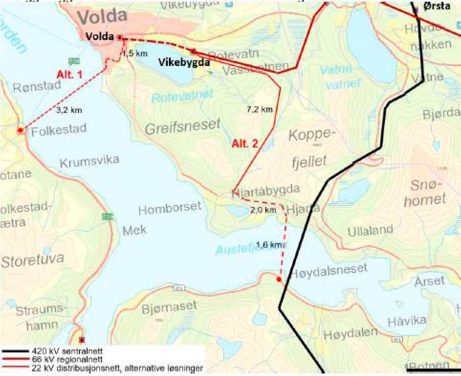 Side 3 Det er vurdert følgende alternativer: Nullalternativet: reinvestering av Leivdal-Straumshamn og Straumshamn transformatorstasjon.