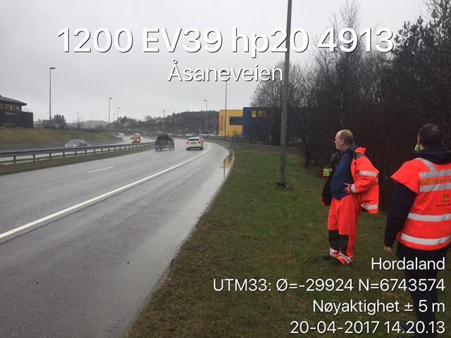 Bomstasjon på E39 Åsanevegen plasseres i området ved hp 20 m 4913 som vist på