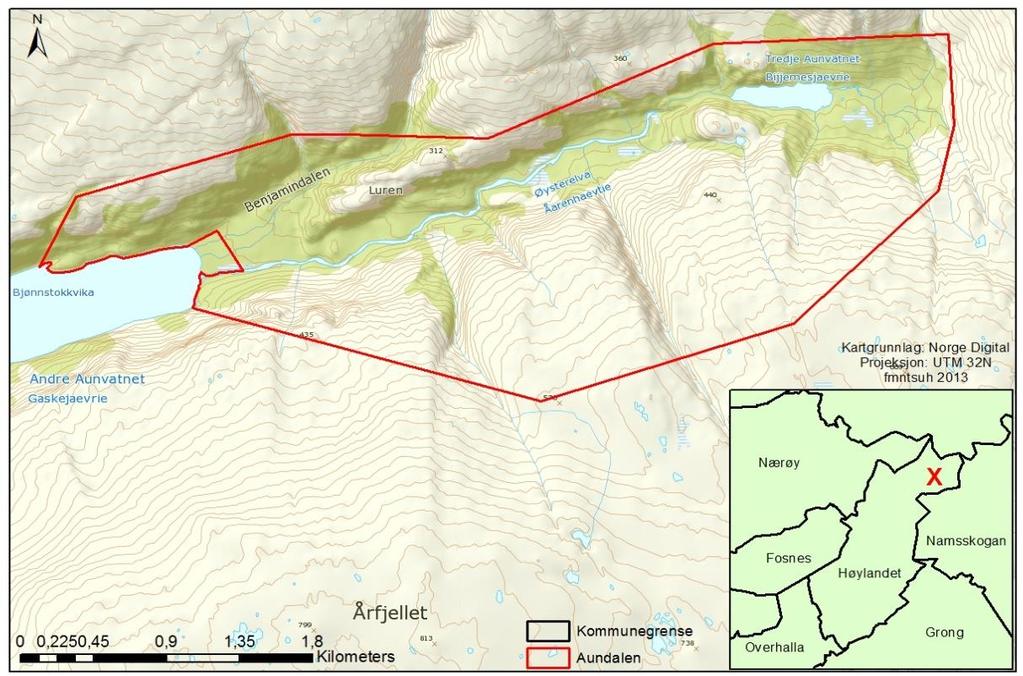 Figur 2. Aundalen naturreservat i Høylandet kommune.