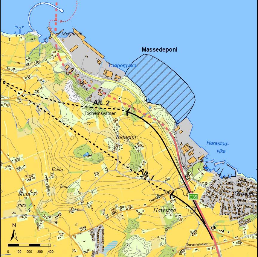 Vedlegg 1: Registreringer, verdikart og konsekvensutredning for deponiområde Mekjarvik Utdrag hentet fra konsekvensutredning E39 Rogfast Beskrivelse Planlagt deponiområde er en utvidelse av