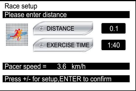 0 km/mile) og forventet tid man trenger på å tilbakelegge dette. Trykk for å justere. Nå vil programmet automatisk kalkulere hastigheten ut fra verdiene som er lagt inn.