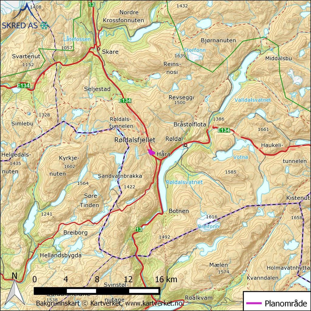 1 Innledning 1.1 Bakgrunn Reguleringsplan Sjurasvingen ligger langs E134, i tilknytning til Rødal skisenter, i Odda kommune.