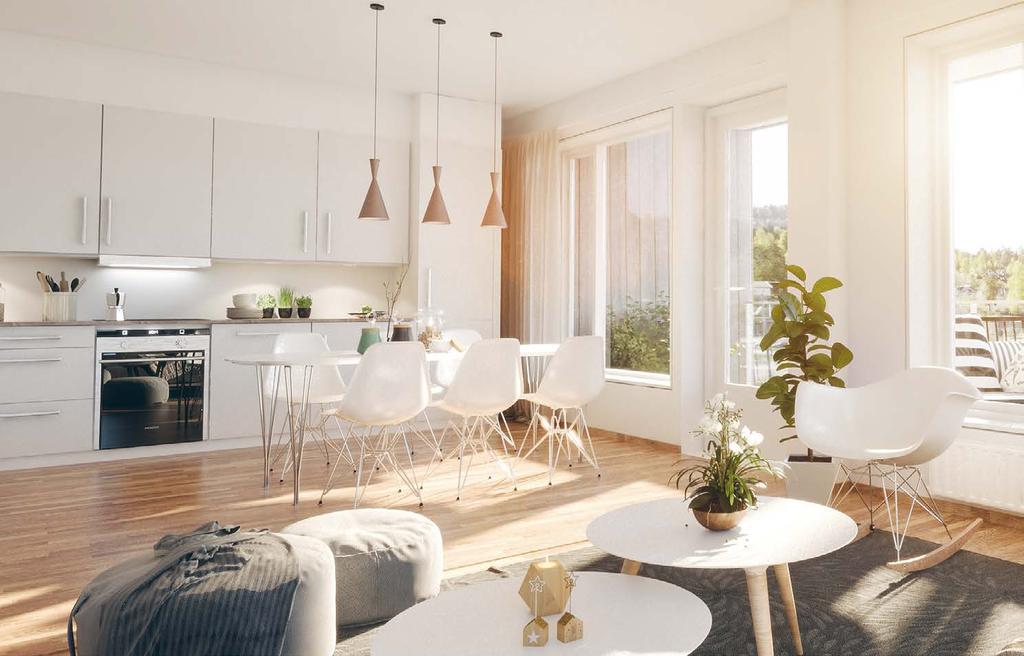 Kjøkkenets utforming er nøye gjennomtenkt for å best utnyttelse av areal i din bolig samtidig som krav til for eksempel universell utforming er oppfylt.