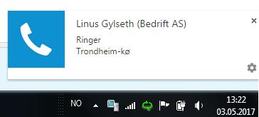 Brukes nettleseren Chrome eller FireFox vil det ved innkommende anrop kunne vises en varslingsboks (pop-up) med informasjon om innringer og ringt kønummer.