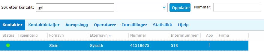 For kataloger med over 3700 interne oppføringer/kontakter er søkemetoden alltid satt til Statisk søk. 3.6.2.