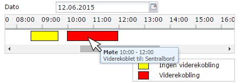 Operatøren kan se kontaktens aktive og fremtidige fravær ved å se på fraværskalenderen på høyre side. velges, og aktive og kommende fravær kan observeres.