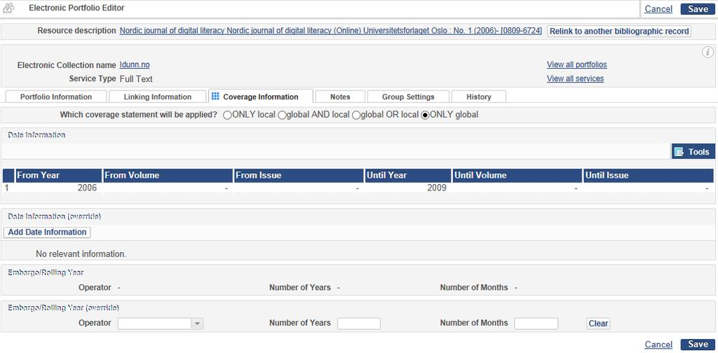 Coverage information Which coverage statement will be applied?