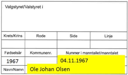 OMSLAGSKONVOLUTT FOR FORHÅNDSSTEMMEGIVNINGER Valgmedarbeider 2 må aktivt følge med på hva valgmedarbeider 1 gjør slik at ikke stemmeseddelen havner i feil urne.