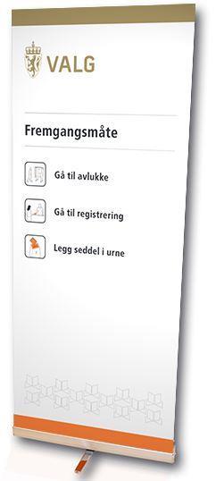 GI INFORMASJON TIL VELGERNE I alle faste valglokaler skal det stå en roll-up som tydelig viser at velger skal gå til stemmeavlukket først, men det er viktig at informasjonen også gis muntlig av en