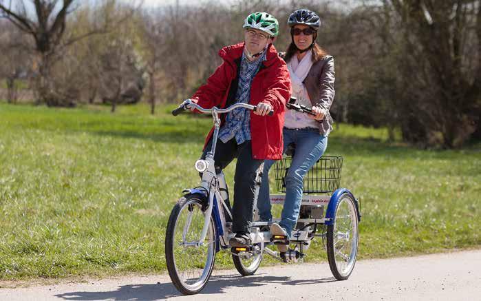 Sykler Kaptein Duo tandemsykkel Kaptein Duo - Tandemsykkel 3-hjul Standard: 7 gir Frikoplingsmulighet på kranken foran Hydrauliske bremser Lyssett Speedometer Drikkeflaske Kurv Tippesikring