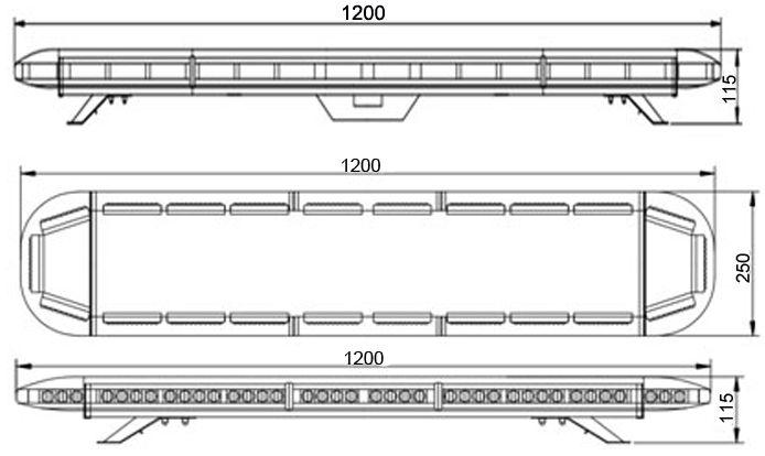 TBD6811D serien LED Varsel lysbjelke Leveres fra 72 til 168cm. Bjelkene kan også leveres med «blålys» Varenr.