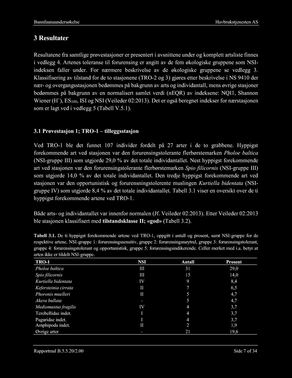 3 Resultater Resultatene fra samtlige prøvestasjoner er presentert i avsnittene under og komplett artsliste finnes i vedlegg 4.