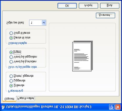 Kategorien Oppsett Hvis du bruker Windows NT 4.0, Windows 2000 eller XP, kan du gå til kategorien Oppsett ved å klikke på Utskriftsinnstillinger.