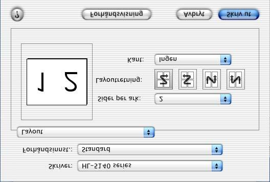 Sideoppsett Du kan velge Papirstørrelse, Orientering og Skalering. Brother-laserdriver/PS-driver Layout Still inn Layout, Sider per ark og andre innstillinger.