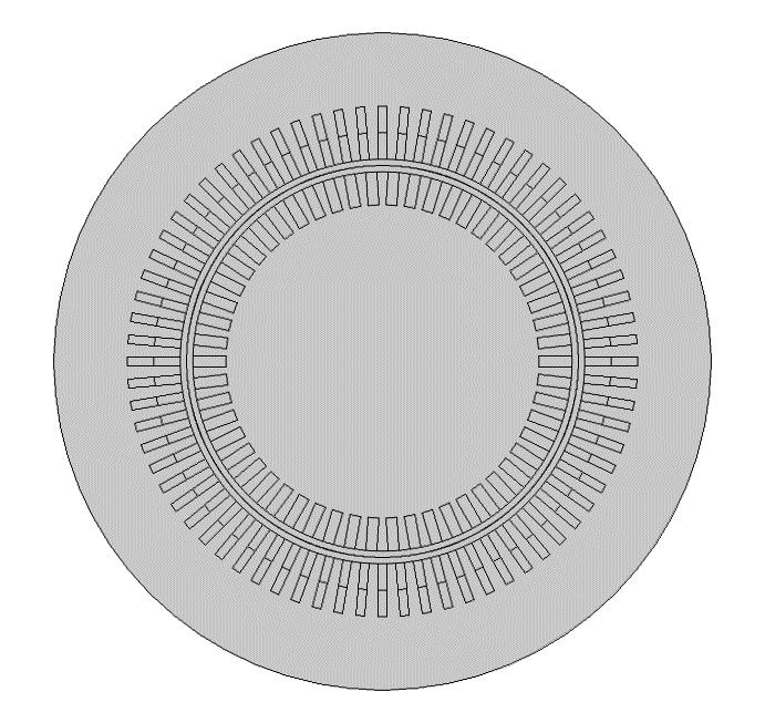 4.3.1 Geometri Figur 18: Geometri for asynkronmaskinmodellen Figur 19: Zoomet geometri for asynkronmaskinmodellen Geometrien for asynkronmaskinmodellen er illustrert i Figur 18 og Figur 19.