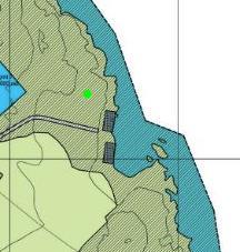 Landskapsbildet: Umiddelbart bak området sett fra sjøsiden rager terrenget opp til kote 21 m.o.h. Det betyr i praksis at bebyggelsen på F 9 og F 10 i planen ikke vil komme i silhuett.