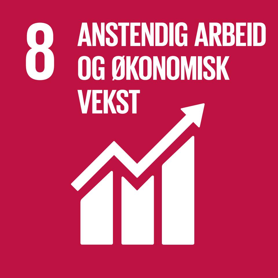 Bærekraftsmål #8 Fremme varig, inkluderende og bærekraftig økonomisk vekst, full sysselsetting og anstendig arbeid for alle. Delmål 8.