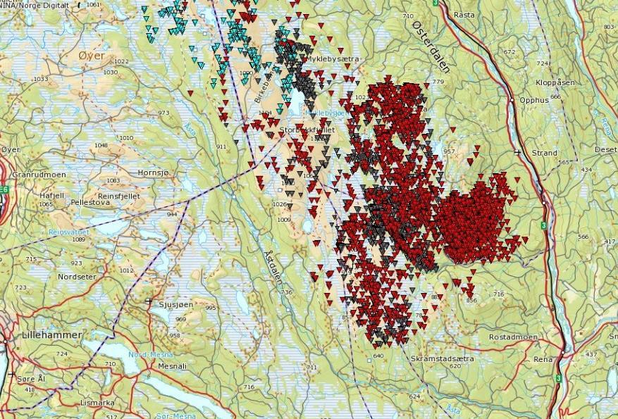 Figur 4. GPS-posisjoner, simler, 2010-2016. (Kilde: dyreposisjoner.