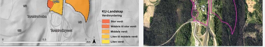 6 KONSEKVENS INNENFOR PLANOMRÅDET Under vurderes omfang og konsekvens av planforslaget ved å sammenstille verdivurdering, planforslag (juridisk bindende) og skisseforslag (ikke juridisk bindende).