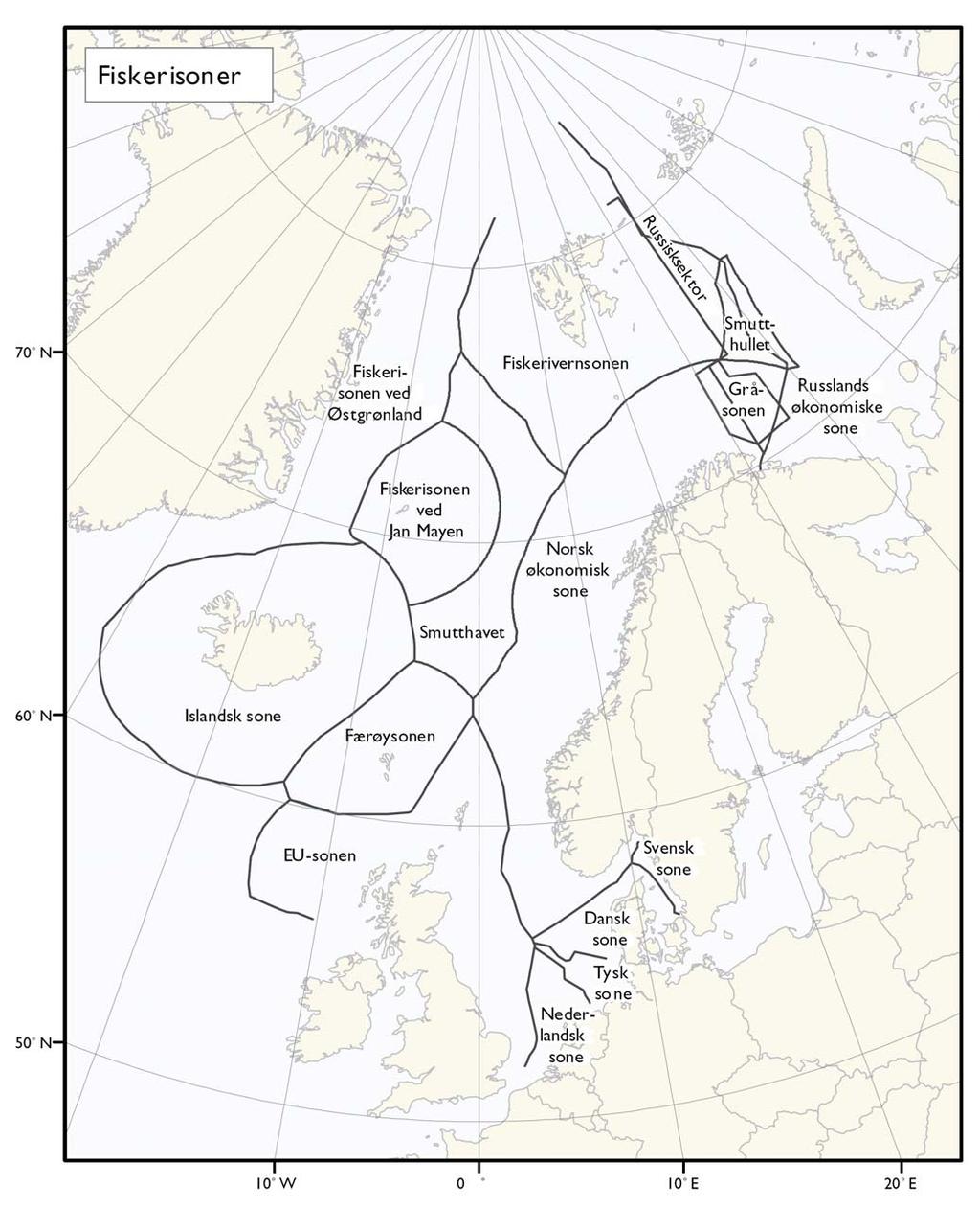 Kart over fiskerisoner Ressurs- og
