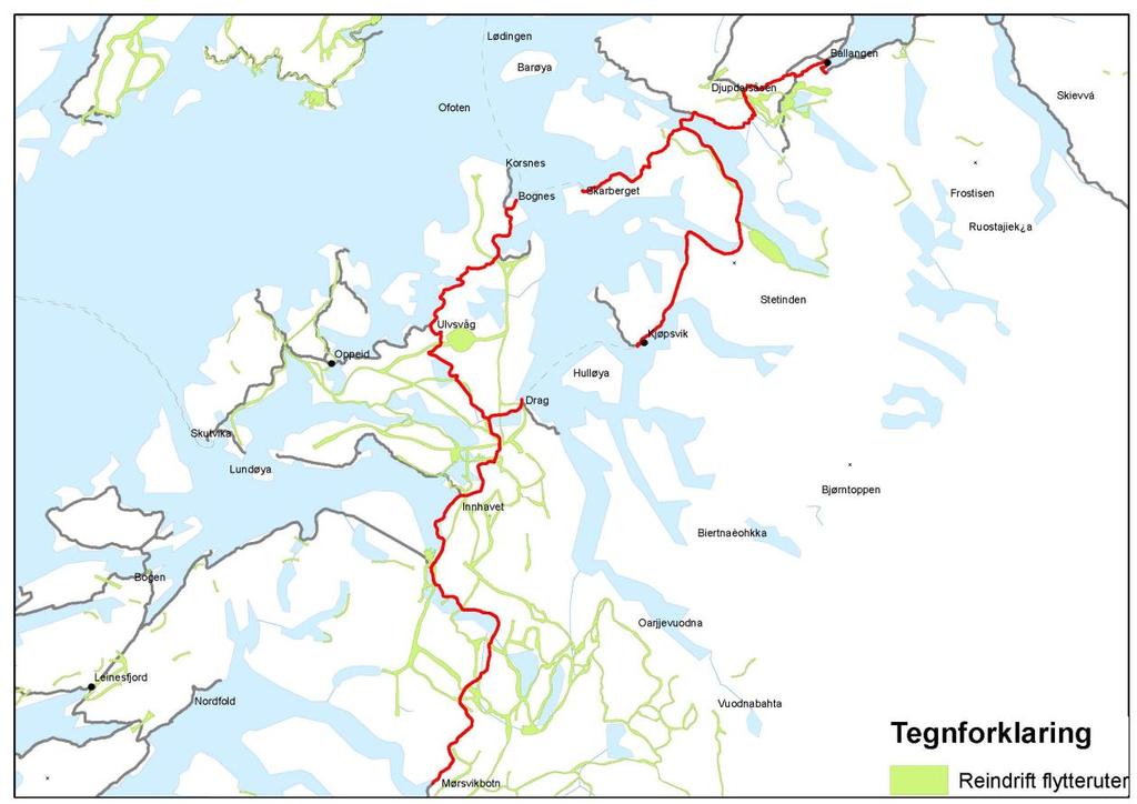 Reindriften har vår-, sommer-, høstbeiter i områdene fra Mørsvikbotn og opp til Dragsarmen, dessuten i områdene fra Ulvika til Ballangen.