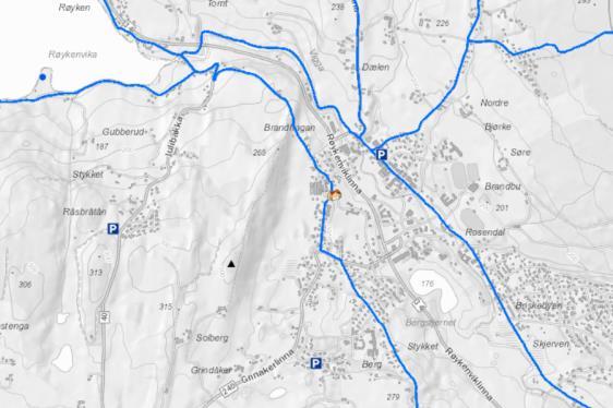 Reguleringsplan for Skogskolejordet Plan-ID: E-245 Planbeskrivelse 22.12.16 Rev. 16.02.17 22 Planområde Figur 3.4: Viser sykkelruter fra planområdet med blå strek.