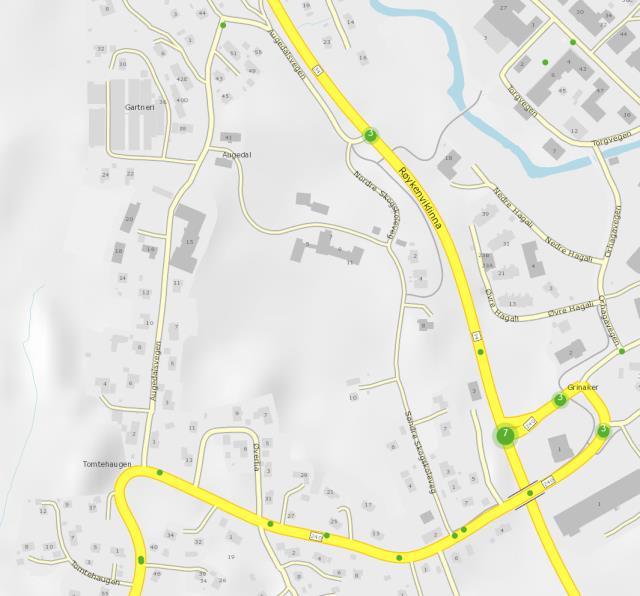Reguleringsplan for Skogskolejordet Plan-ID: E-245 Planbeskrivelse 22.12.16 Rev. 16.02.17 8 Trafikksikkerhet Krysset mellom Røykenviklinna og Augedalsvegen oppfattes av mange som et usikkert kryss.