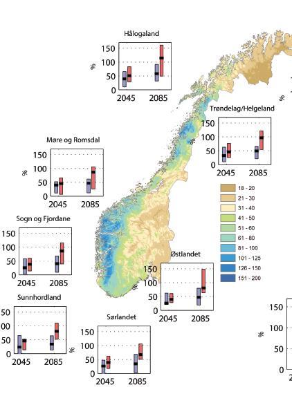 snøsmelteflommer Mindre snø i lavlandet,