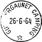 Stempel nr. 1 Type: I22 Fra gravør 07.06.1963 GULDBERGAUNET CAMPING Innsendt Registrert brukt 29-7-63 TK Stempel nr. 2 Type: I22 Fra gravør 26.06.1964 GULLBERGAUNET CAMPING Innsendt Registrert brukt fra 20-7-64 BM til 11-7-77 HT Frankeringsmaskin nr.