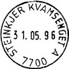 1970 SANDAN Innsendt 7714 Registrert brukt fra 23-2-72 HT til 29-7-83 FH Stempel nr. 1 Type: I22N Fra gravør 25.11.