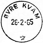 7 Type: I22 Fra gravør 26.02.1965 ØVRE KVAM Innsendt KVAM i INDHERRED Innsendt 18.01.1895 Stempel nr. 3 Type: SL Fra gravør 12.01.1895 RYGG I STOD Innsendt Stempel nr.