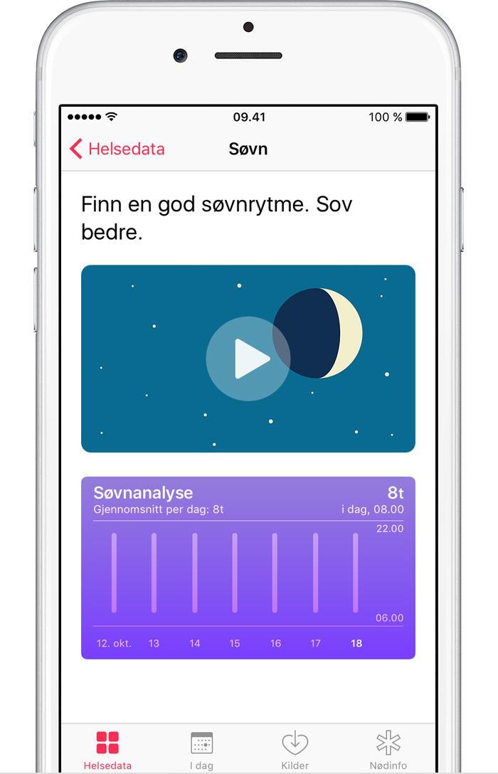 Natti natti!! Spore leggetid Leggetid i Klokke-appen kan hjelpe deg i seng til en regelmessig tid.