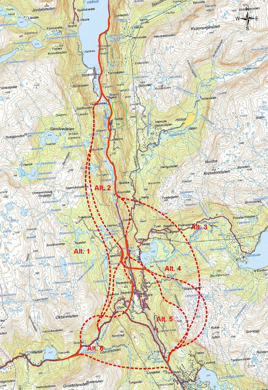 14-(79) RV 13 ODDADALEN 2. BESKRIVELSE AV ANALYSEOBJEKTET 2.1 Generelt Rv 13 i Oddadalen mellom Kløve (E134) og Sandvinvatnet er et av 3 prosjekter som inngår i Oddapakken.