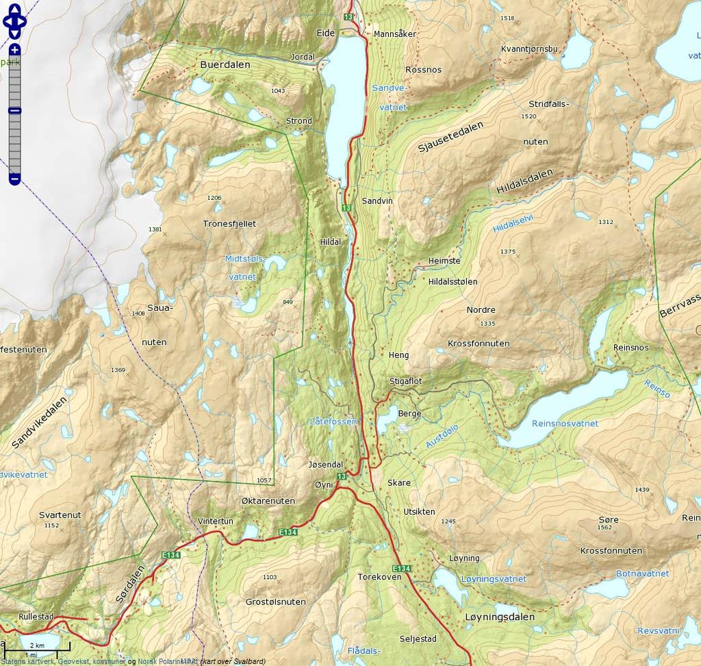 RV 13 ODDADALEN 9 (79) gjennom Oddadalen, fra XE134 Kløve (Grostøl/ Torekvoven) til Lausasteintunnelen, som skal rassikres.