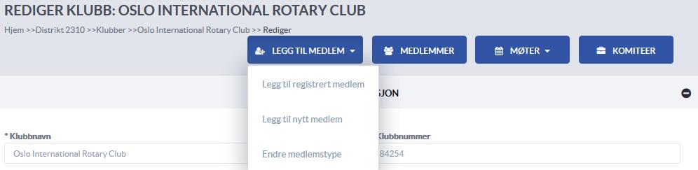 Medlemsnett Legg til medlemmer Klikk på «Klubber»