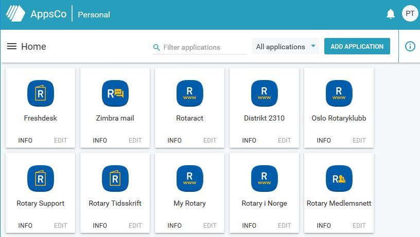 Dashbord Nytt dashbord Har kun Rotary-spesifikke snarveier (applications) disse kan ikke redigeres Snarveiene er avhengig av verv registrert i medlemsnett Gjenværende kompatibilitetsproblemer