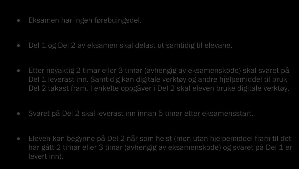 1.1 Eksmensmodell og eksmensordning 1.1.1 Eksmensmodell Eksmen vrer i 5 timr og består v to delr.