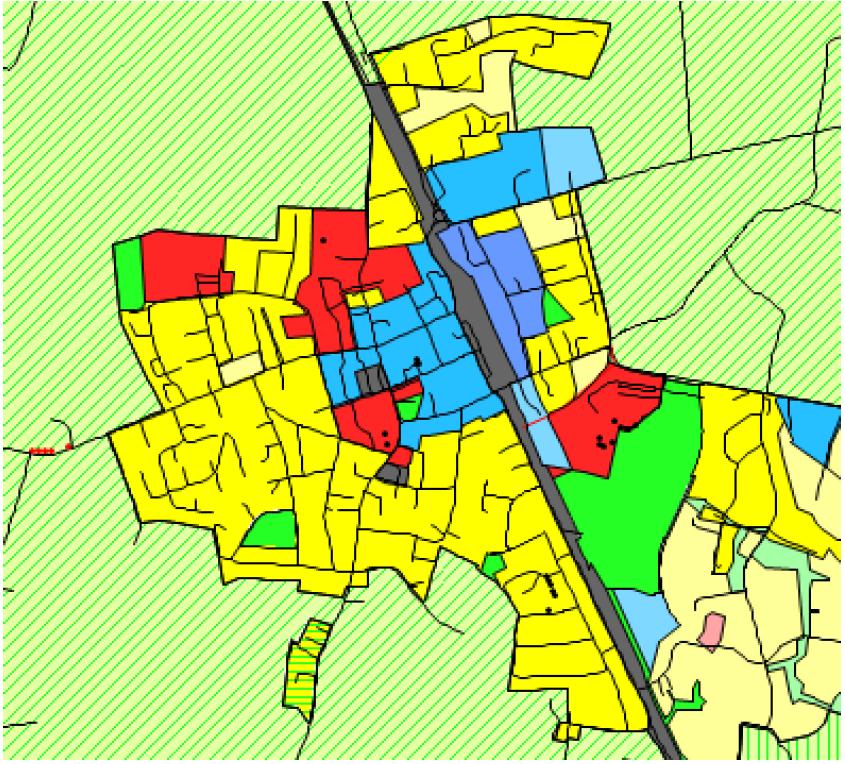 Planområdet ligger i Kommuneplanens Arealdel, vedtatt 26.10.04. (Utsnitt av planen til venstre.