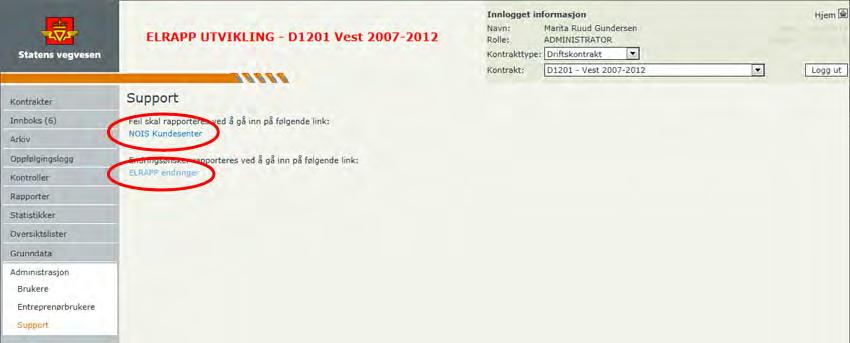 Del II - For Statens vegvesen 37 Ved å klikke på linken NOIS Kundesenter, logger man inn i Norconsult Informasjonssystemer sitt supportsystem.