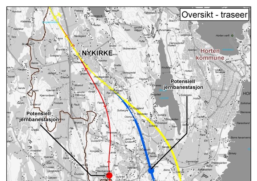 Alternativer som skal utredes Tre korridorer