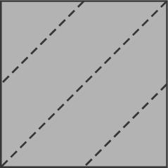 7. (B) Kvadratet brettes langs de de stiplede linjene før det klippes et hull slik figuren til høyre viser. I den utbrettede figuren er brettelinjene symmetrilinjer. 8.