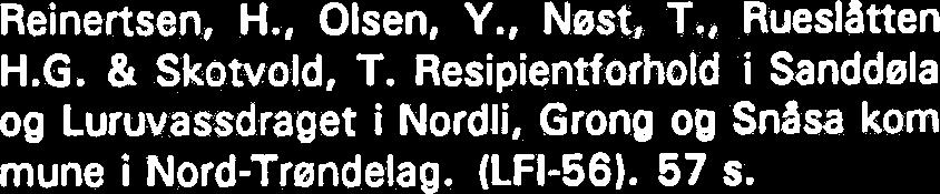 Undersekelser av fuglefaunaen o smaviltbestanden i de omradene som blir berart a planene om kraftutbygging i Garbergelva, Rotla o Torsbjerka. 91 s. Langeland, A., Reinertsen, H. & Olsen, Y.