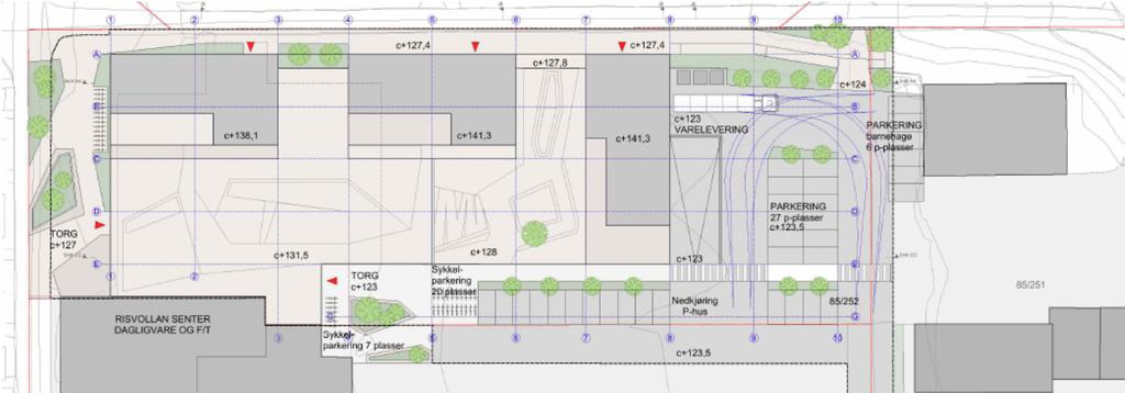 Fig.. Skisse «ICA Risvollan» (kilde Meinich Arkitekter AS) Det foreligger mulighetsstudie