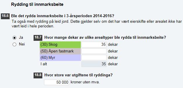 6 så skal du angi antall dekar og arealtypen som ble