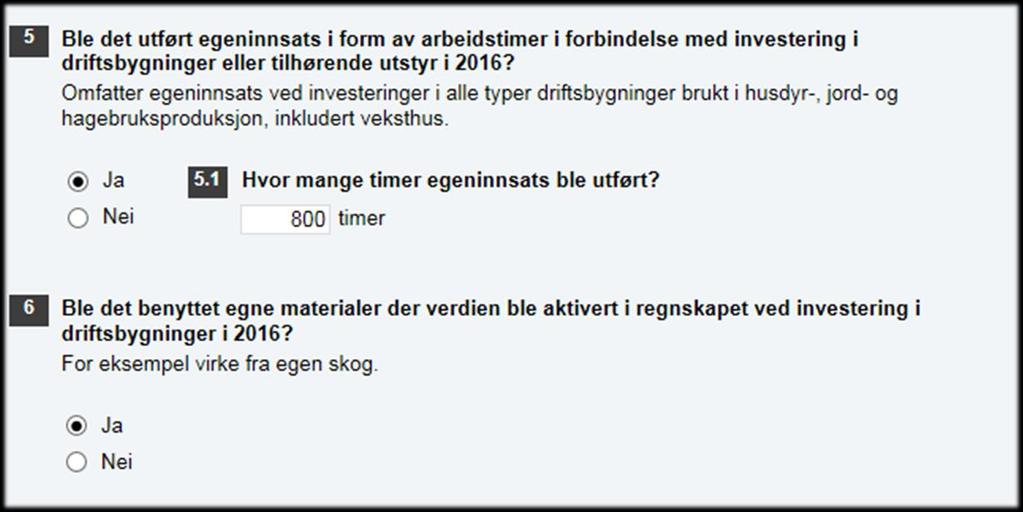 I spørsmål 6 er det spørsmål om det ble benyttet egne materialer der
