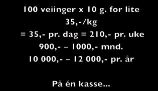 Et lite regnestykke Kontroll med gjenstander La oss si vi har en kassevekt som veier 10 gram for lite. Videre regner vi at denne kassevekten foretar 100 veiinger i løpet av en dag.