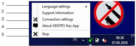 5 XENTRY Key App 5.1 Generelt XENTRY Key App er et Windows-program som vises som symbol i oppgavelinjen på datamaskinen din.